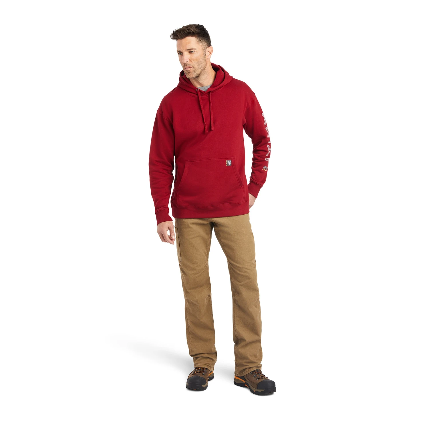 Ariat Men's Rebar Roughneck Red Pullover Hoodie 10041446 - Image 4